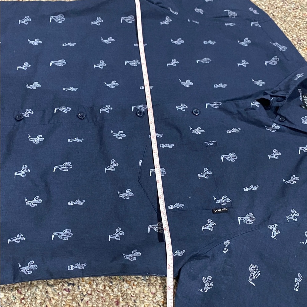 Men's Navy Blue Cactus Printed Shirt button down casual - Picture 4 of 4